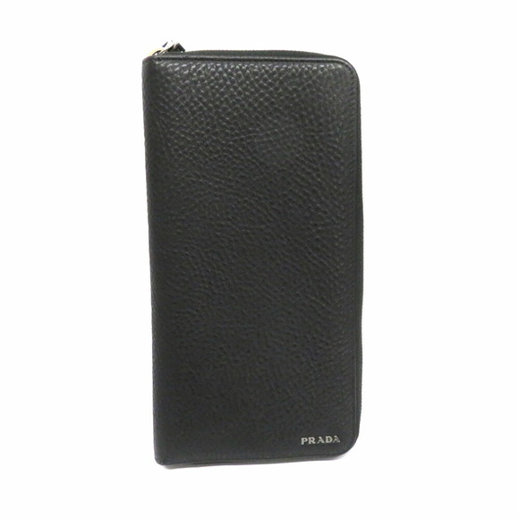 Prada Leather Wallet Long Zip Black - Picture 1 of 6